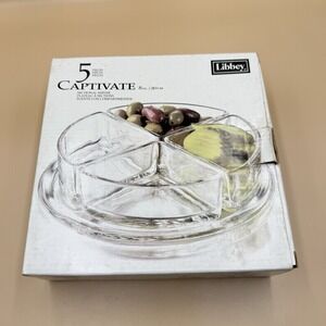 Libbey 5 Piece Serving Set Glass Bowls Serving Platter Just Tasting Glassware‎